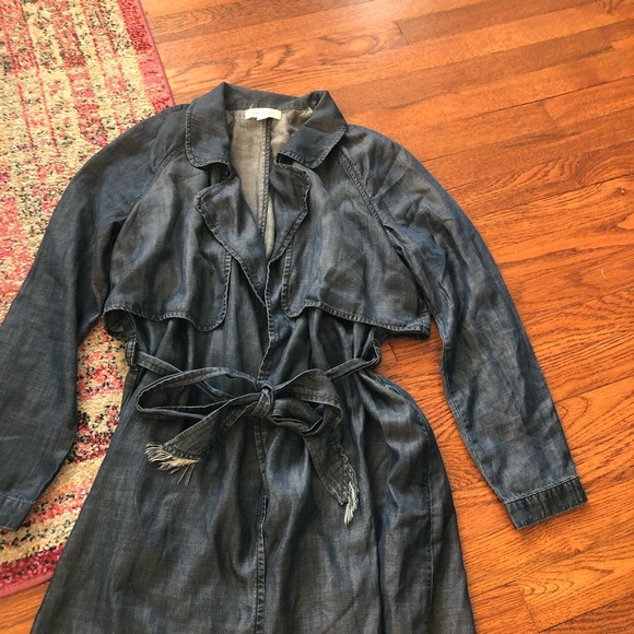 Cloth and stone chambray trench jacket size small - Picture 5 of 8